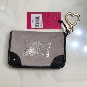 Juicy Couture Glitzed Out Gull Grey Simple Single Fold Bifold Wallet NWT